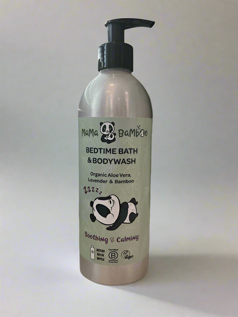 Mama Bamboo Organic Bedtime Bath & Body Wash bottle – gentle and soothing for baby’s nighttime routine