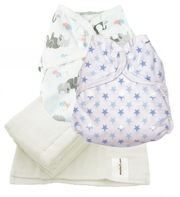 MuslinZ Washable Cloth Nappy Set – SIZE 2 (6m-Potty)
