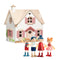Tender Leaf Cottontail Cottage bundle: countryside wooden dollhouse with furniture and flexible 4‑member wooden doll family.