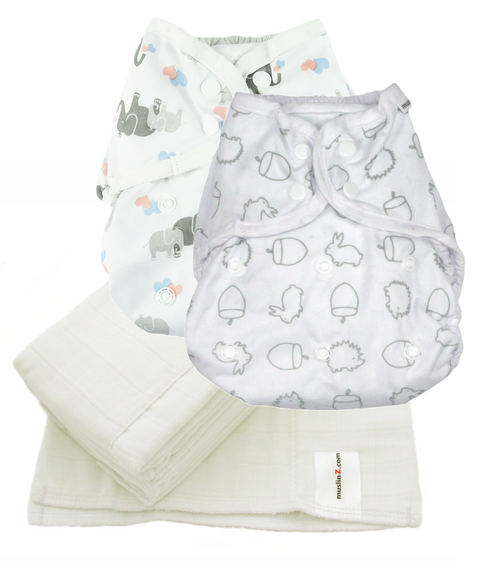 MuslinZ Washable Cloth Nappy Set – SIZE 2 (6m-Potty)