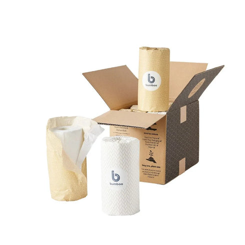 Eco-friendly wrapped bamboo kitchen towels – 6 rolls, reusable, sustainable, and ultra-absorbent paper towel alternative.