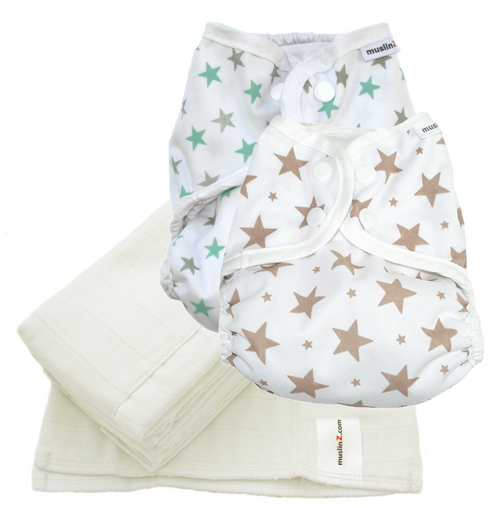MuslinZ Washable Cloth Nappy Set – SIZE 1 (Nb-9m) Plain color