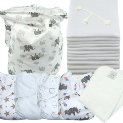 MuslinZ Newborn Reusable Nappy Starter Kit - Complete Bundle for 12 Changes