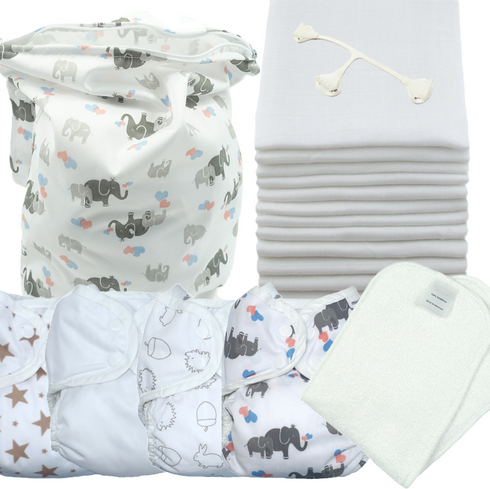 MuslinZ Newborn Reusable Nappy Starter Kit - Complete Bundle for 12 Changes