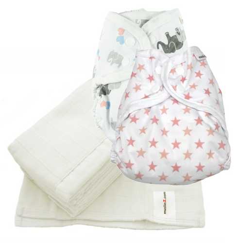 MuslinZ Washable Cloth Nappy Set – SIZE 1 (Nb-9m)