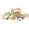 Tender Leaf style greenhouse and garden playset: wooden frame, seed trays, watering can, wheelbarrow, plants for ages 3+.