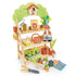 Pretend‑play Garden Centre: wooden stand with gardening tools, seed packets, pots, bird box, watering can & gnomes.