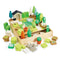 Little Garden Designer” with wooden trees, vegetables, hedges, shed pieces, pond and paths in storage box