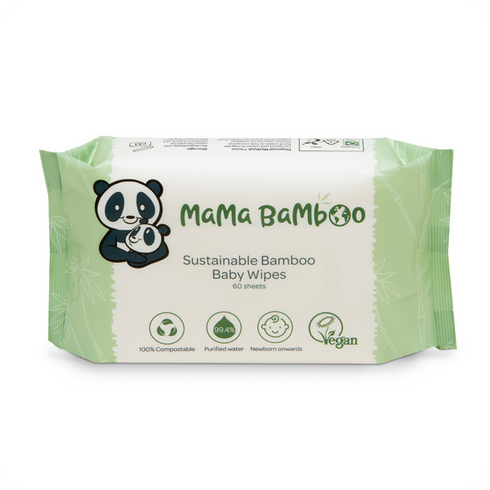 Mama Bamboo Sustainable Baby Wipes – soft, biodegradable wipes made from bamboo fibers for gentle cleaning