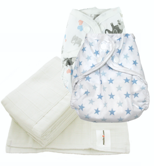 MuslinZ Washable Cloth Nappy Set – SIZE 1 (Nb-9m)
