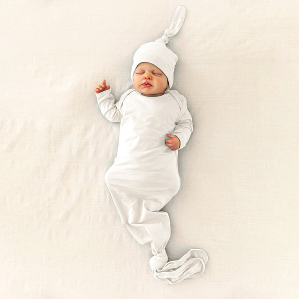 White traditional knitted baby gown made from soft Prima Cotton