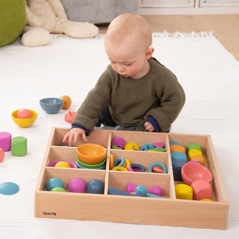 Rainbow Wooden Super Set + Wooden Sorting Tray (7- Way)
