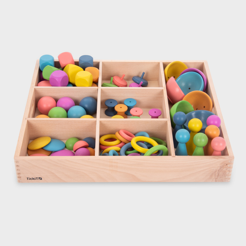 Rainbow Wooden Super Set + Wooden Sorting Tray (7- Way)