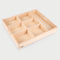 Natural wooden sorting tray with 7 compartments, perfect for Montessori activities, sensory play, and loose parts storage.
