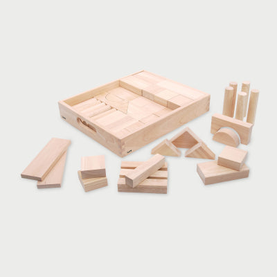 Wooden jumbo block set of 54 pieces for kids – eco-friendly educational toy for creative building and motor skill development.