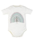 Peacock design short-sleeve bodysuit, made from soft Prima Cotton