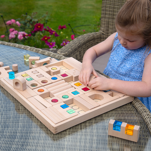 Wooden Building Gem Blocks - Pk82 + tray