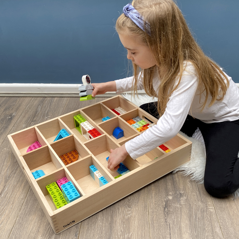 Wooden Sorting Tray - 14 Way