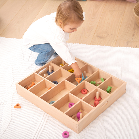 Wooden Sorting Tray - 14 Way