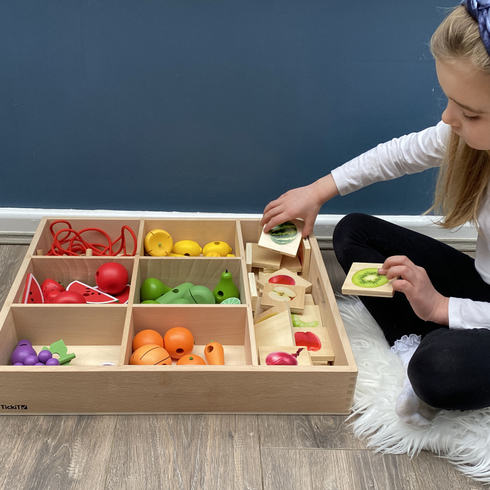 Wooden Sorting Tray - 7 Way